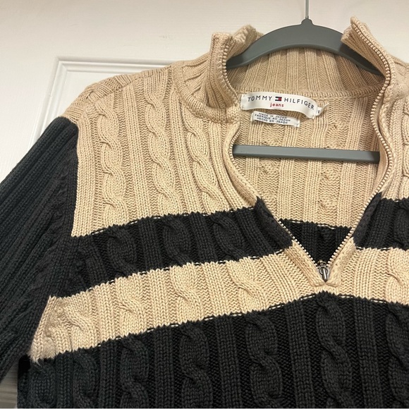 Tommy Hilfiger Y2K Cable Knit Mock Turtleneck Sweater Large - Picture 4 of 6